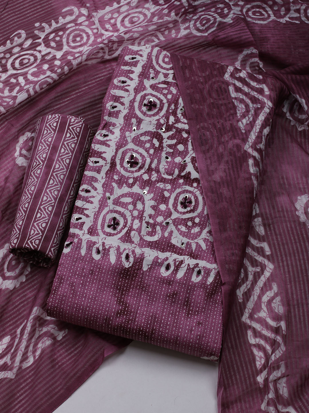 Neck Embroidered Cotton Blend Unstitched Suit With Dupatta