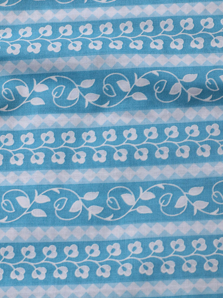 Printed Cotton Blend Unstitched Suit With Dupatta