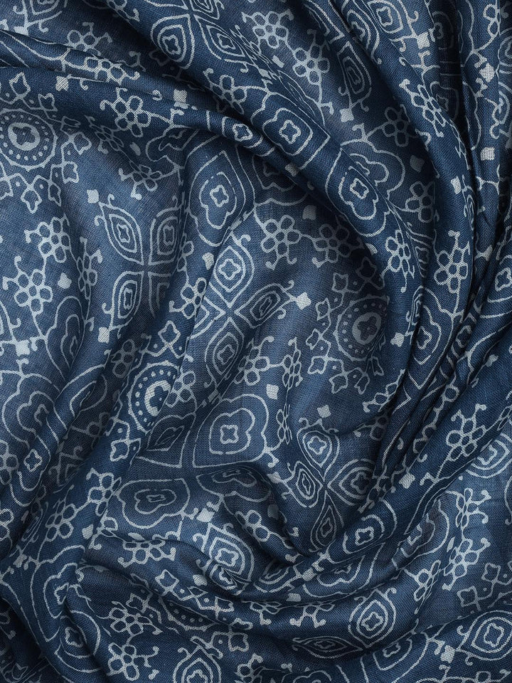 Printed Cotton Blend Unstitched Suit With Dupatta