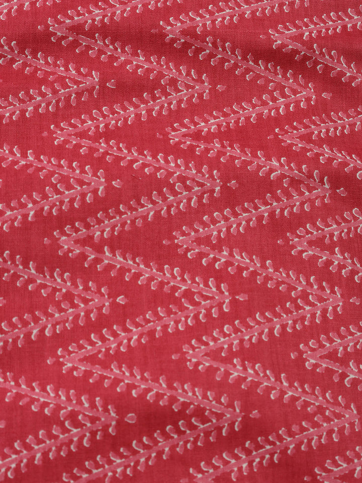 Printed Cotton Blend Unstitched Suit With Dupatta