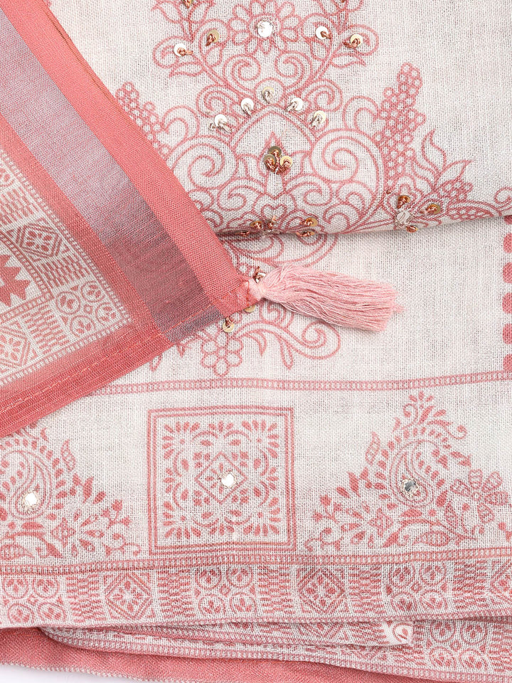 Printed Linen Unstitched Suit With Dupatta