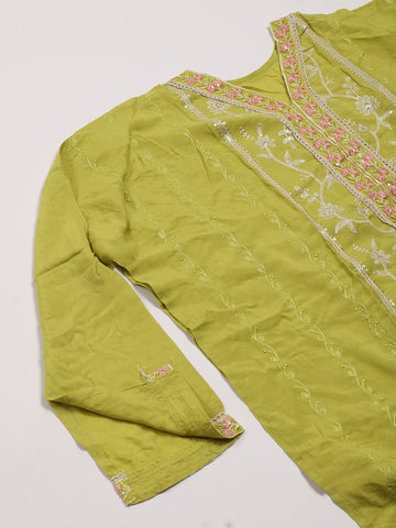 Neck Embroidered Muslin Unstitched Suit Piece With Dupatta