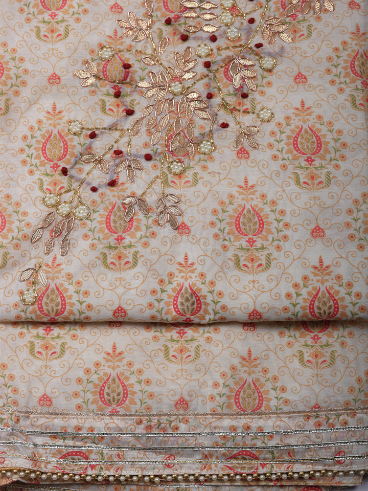 Embroidered Cotton Unstitched Suit With Pant &amp; Dupatta
