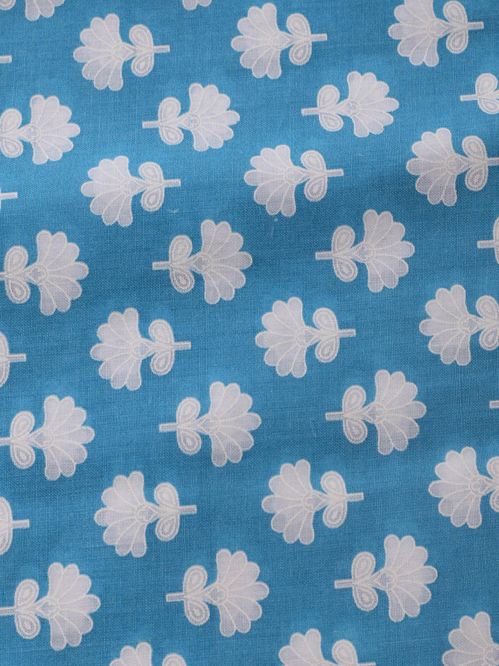 Printed Cotton Blend Unstitched Suit With Dupatta