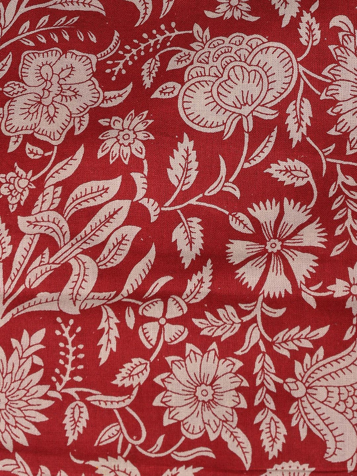 Floral Printed Cotton Unstitched Suit With Dupatta