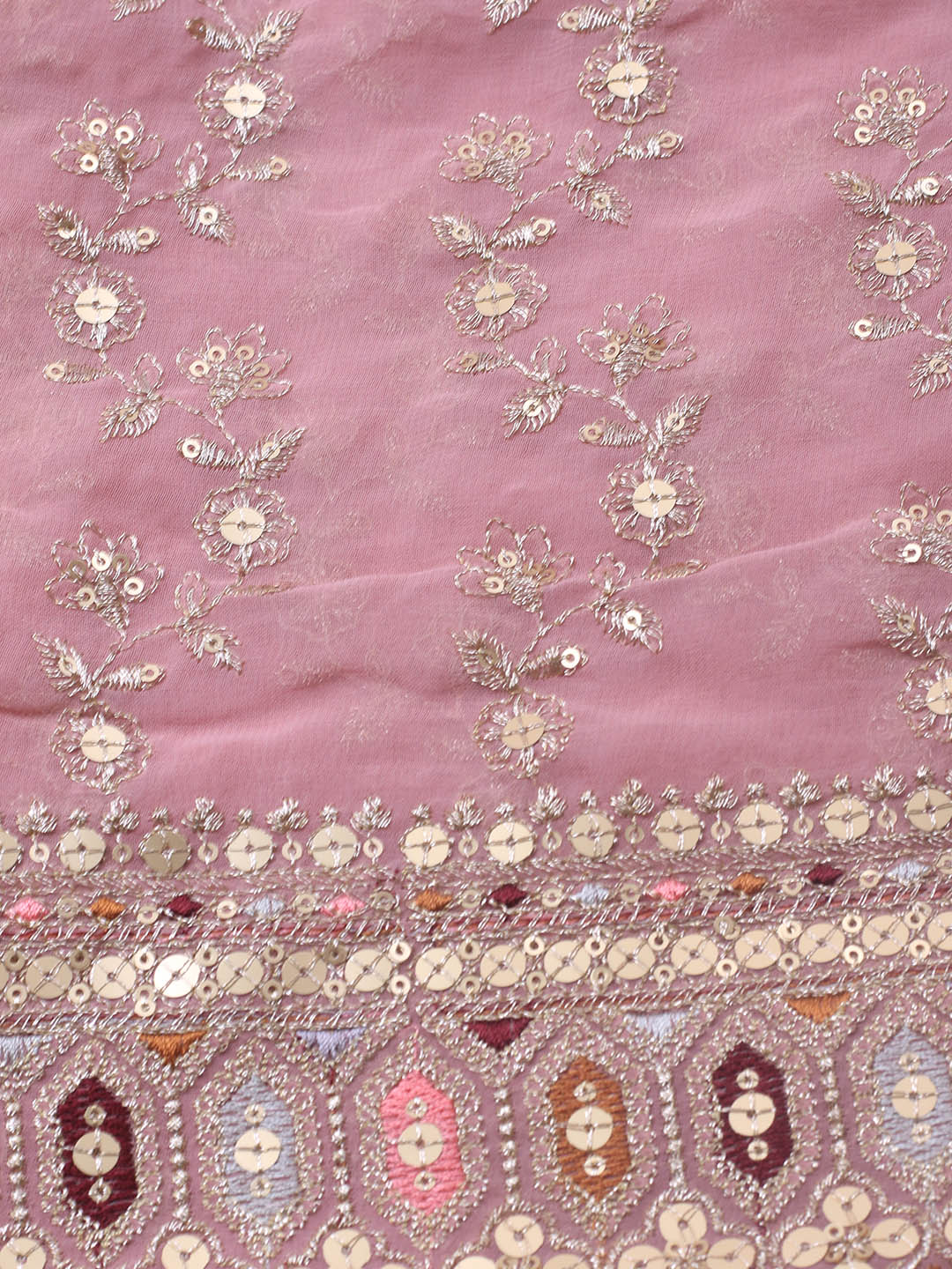 Embroidered Georgette Unstitched Suit Piece With Dupatta