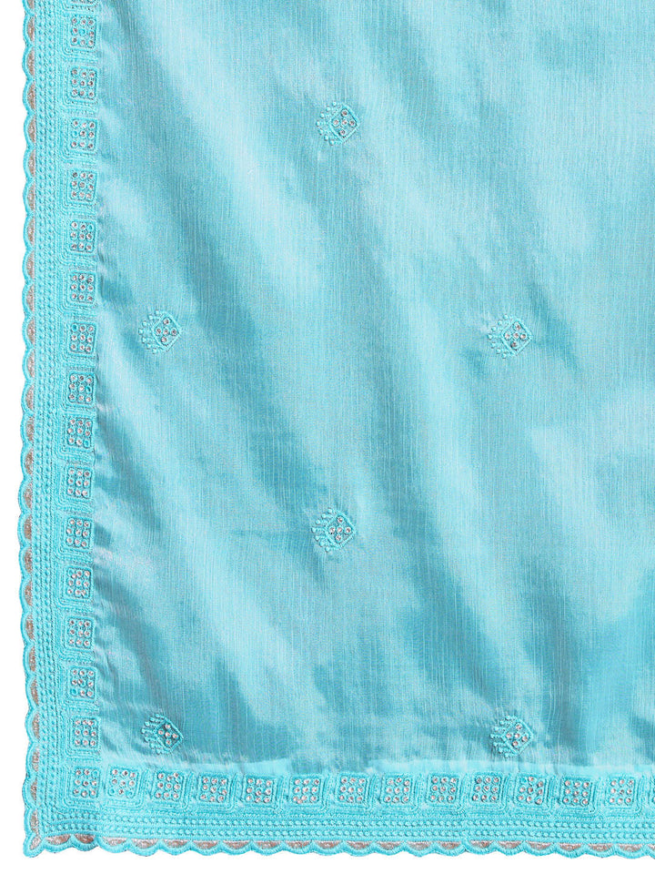 Embroidered Chinon Saree
