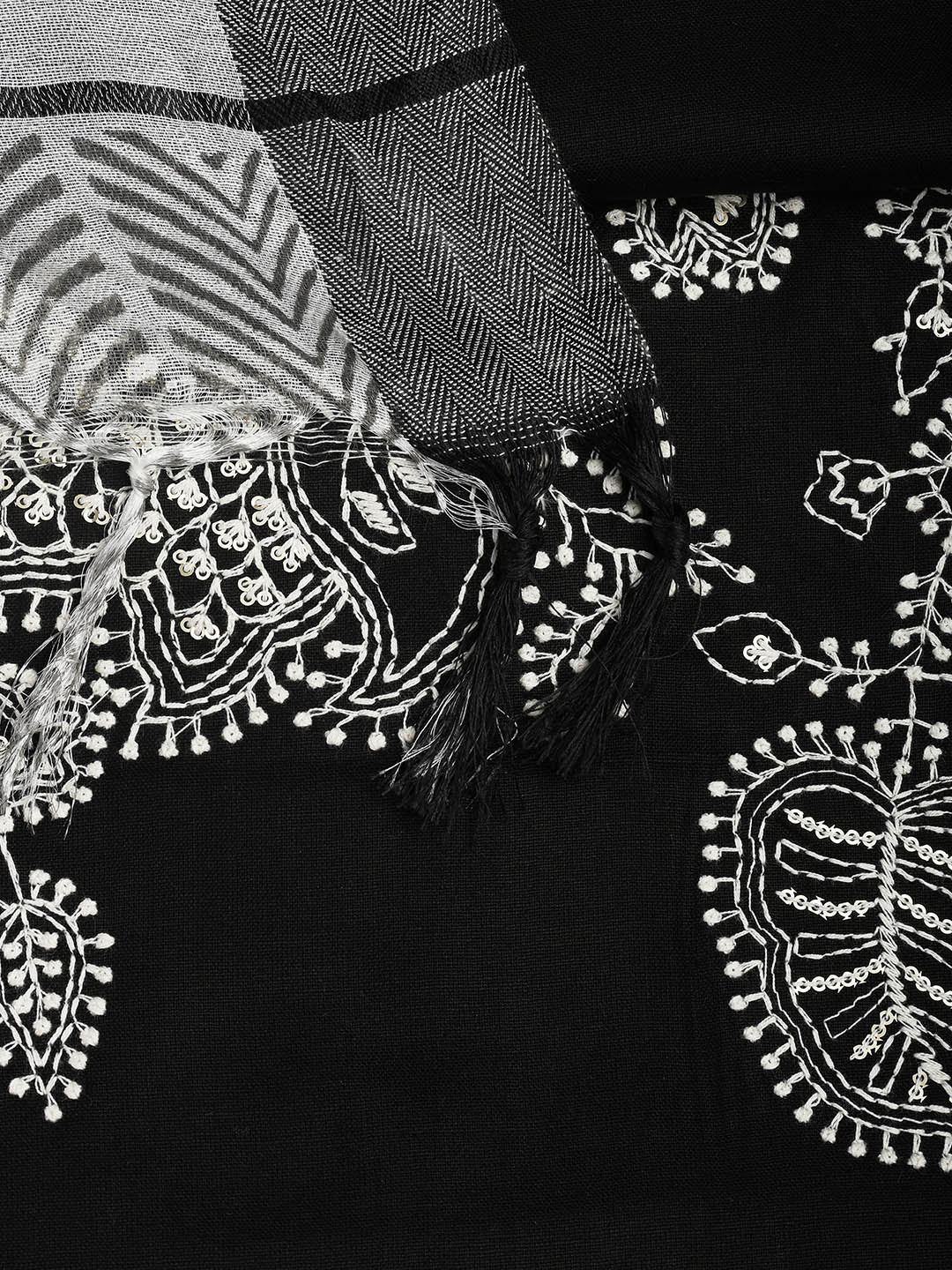 Neck Embroidered Cotton Blend Unstitched Suit With Dupatta