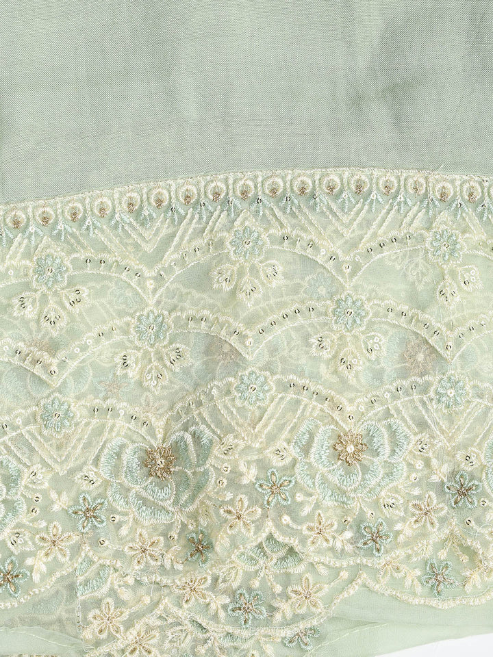 Embroidered Chanderi Unstitched Suit Piece With Dupatta