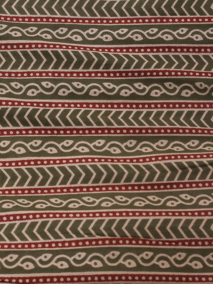 Printed Cotton Blend Unstitched Suit Piece With Dupatta