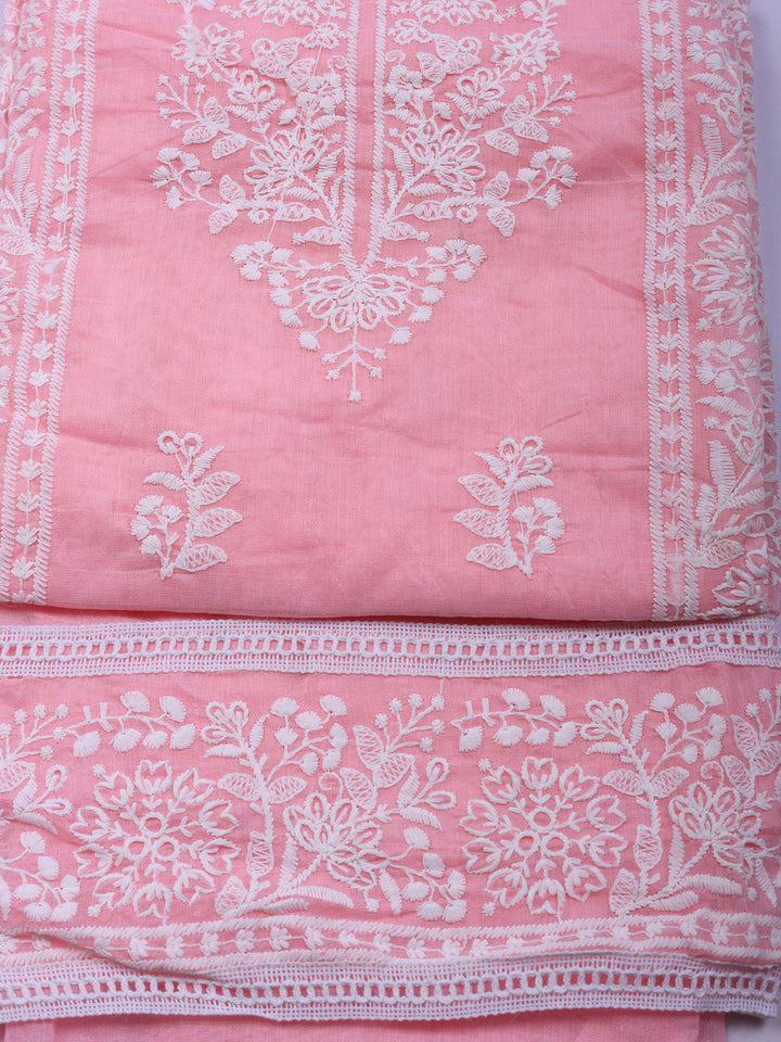 Embroidered Cotton Unstitched Suit With Pant &amp; Dupatta