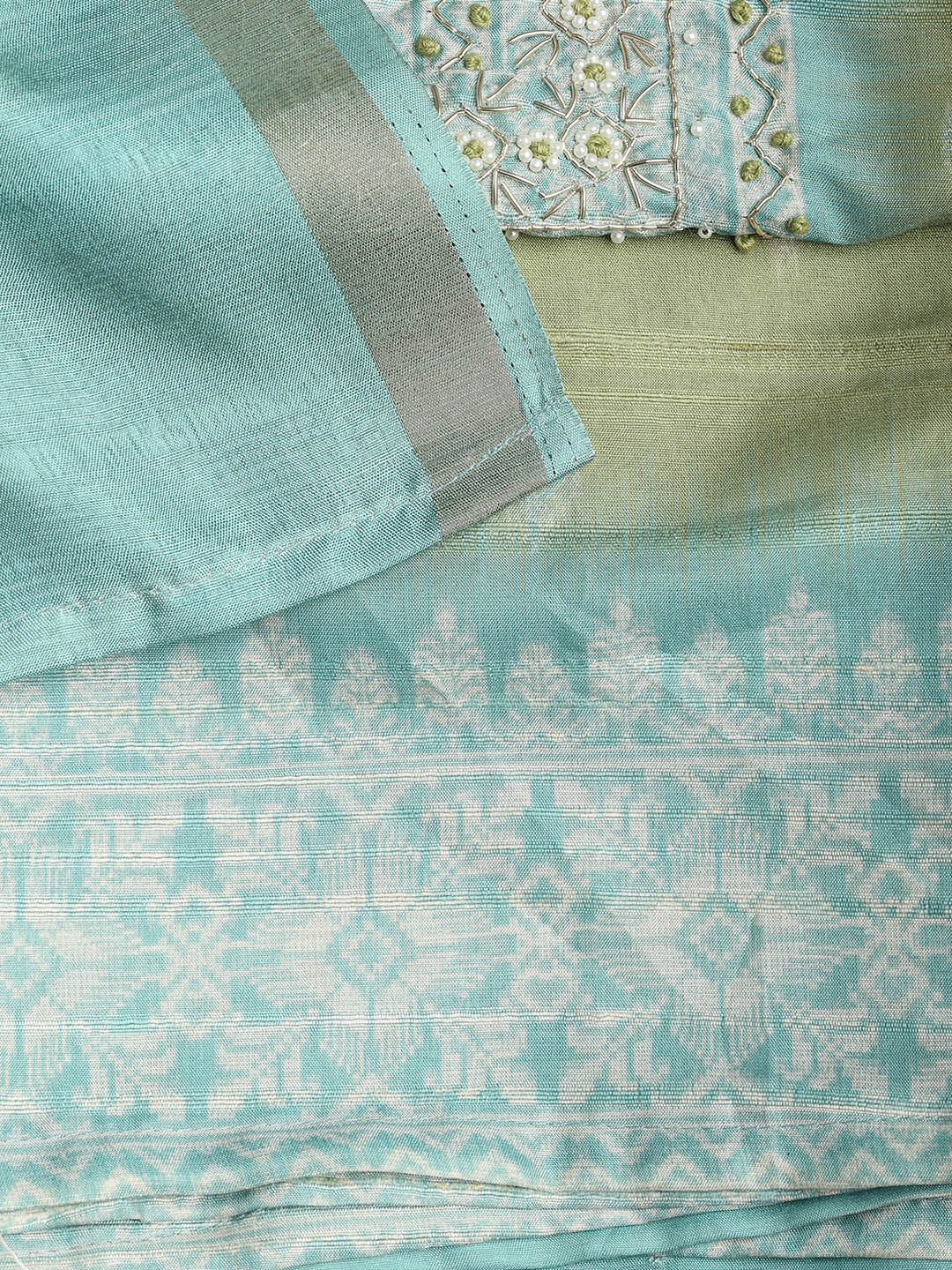 Embroidered Chanderi Unstitched Suit Piece With Dupatta