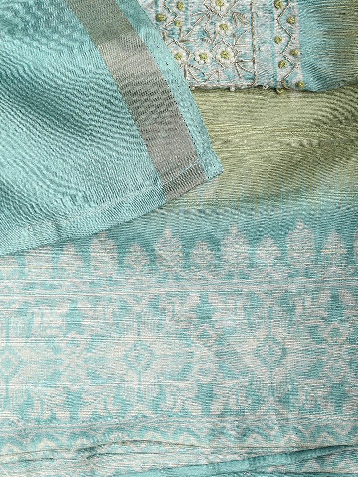 Embroidered Chanderi Unstitched Suit Piece With Dupatta