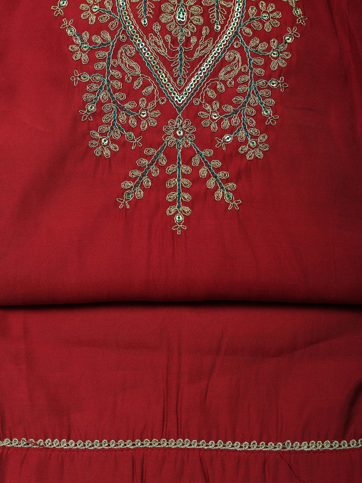 Woven Design Chanderi Unstitched Suit With Pant &amp; Dupatta