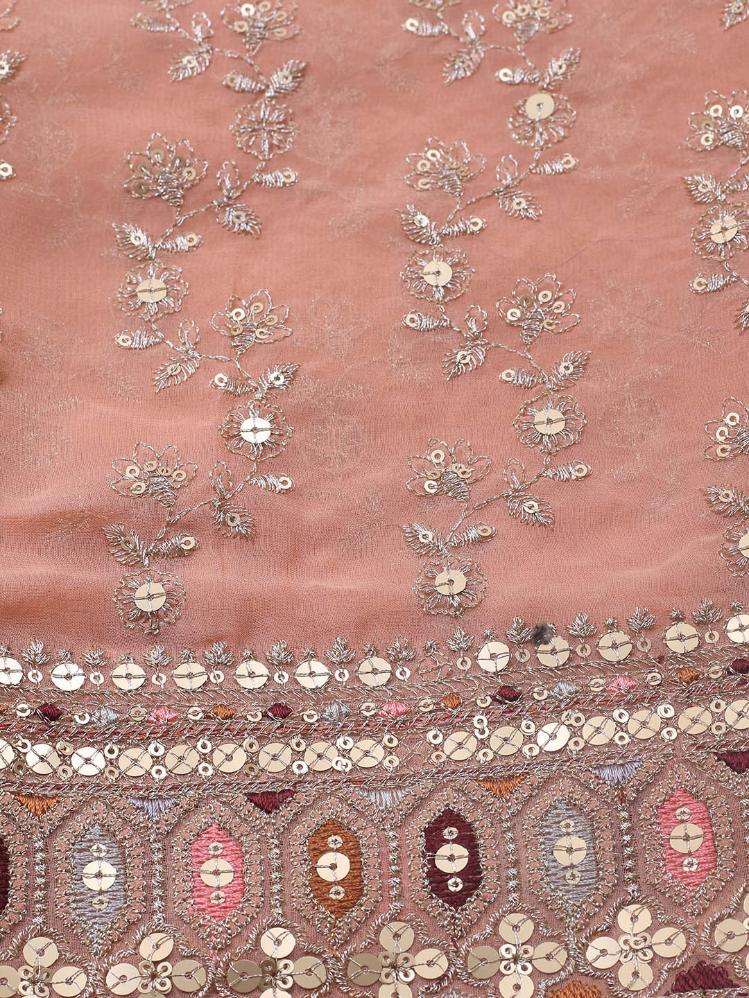 Embroidered Georgette Unstitched Suit Piece With Dupatta