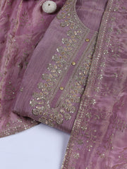 Neck Embroidered Tissue Unstitched Suit With Dupatta