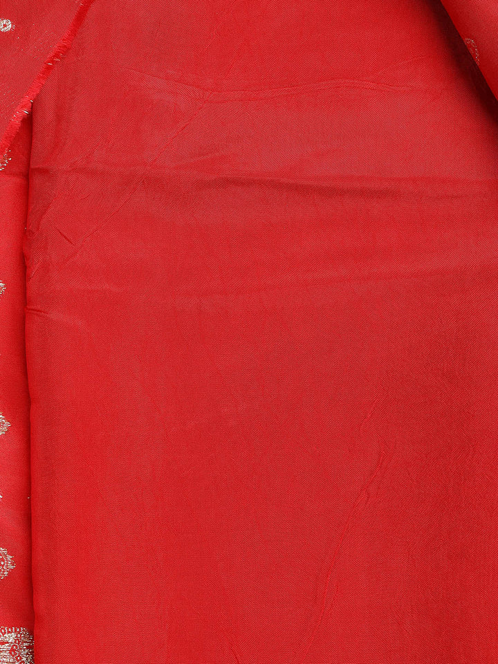 Embroidered Art Silk Unstitched Suit Piece With Dupatta