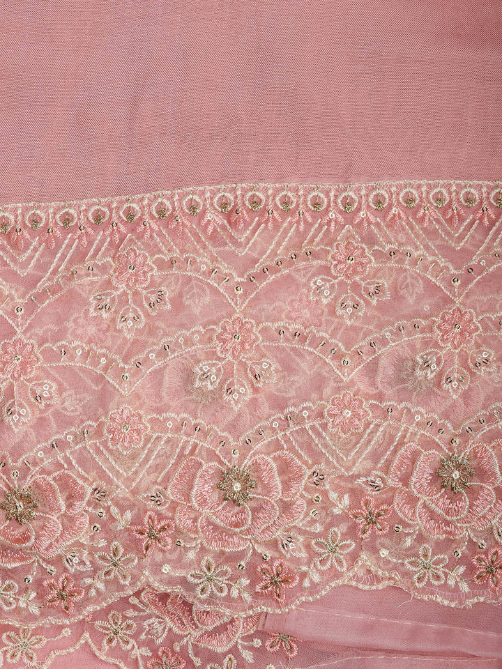 Embroidered Chanderi Unstitched Suit Piece With Dupatta