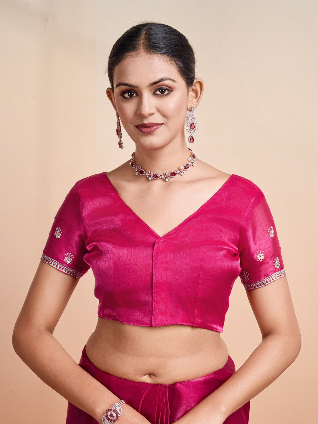 Embroidered Linen Blend Saree