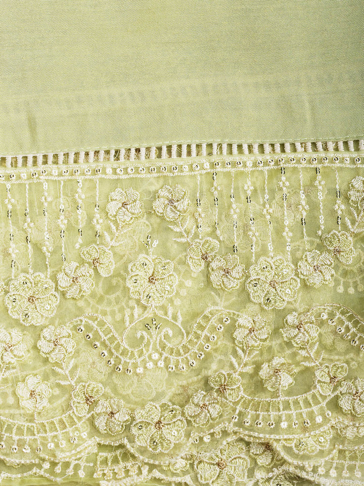 Embroidered Chanderi Unstitched Suit Piece With Dupatta