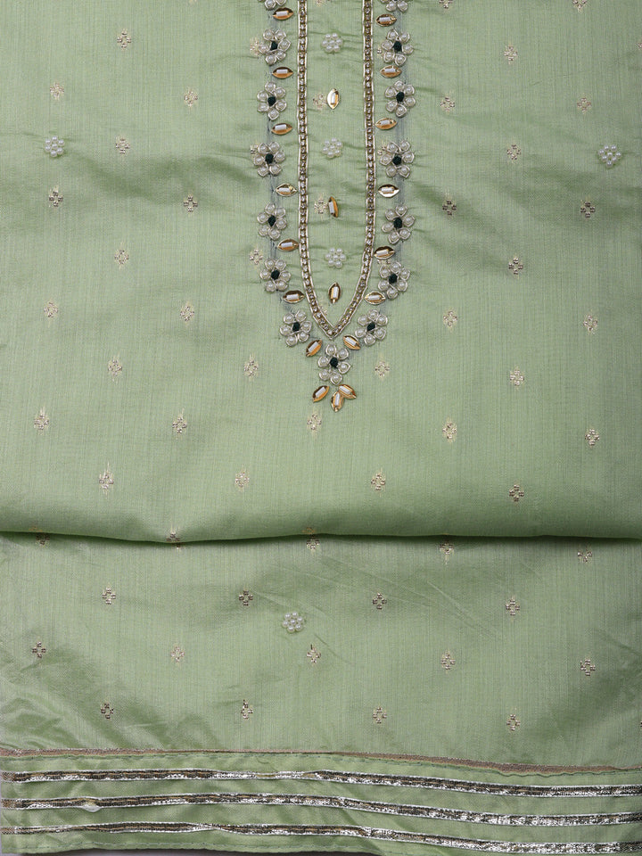 Embroidered Cotton Unstitched Suit With Pant &amp; Dupatta