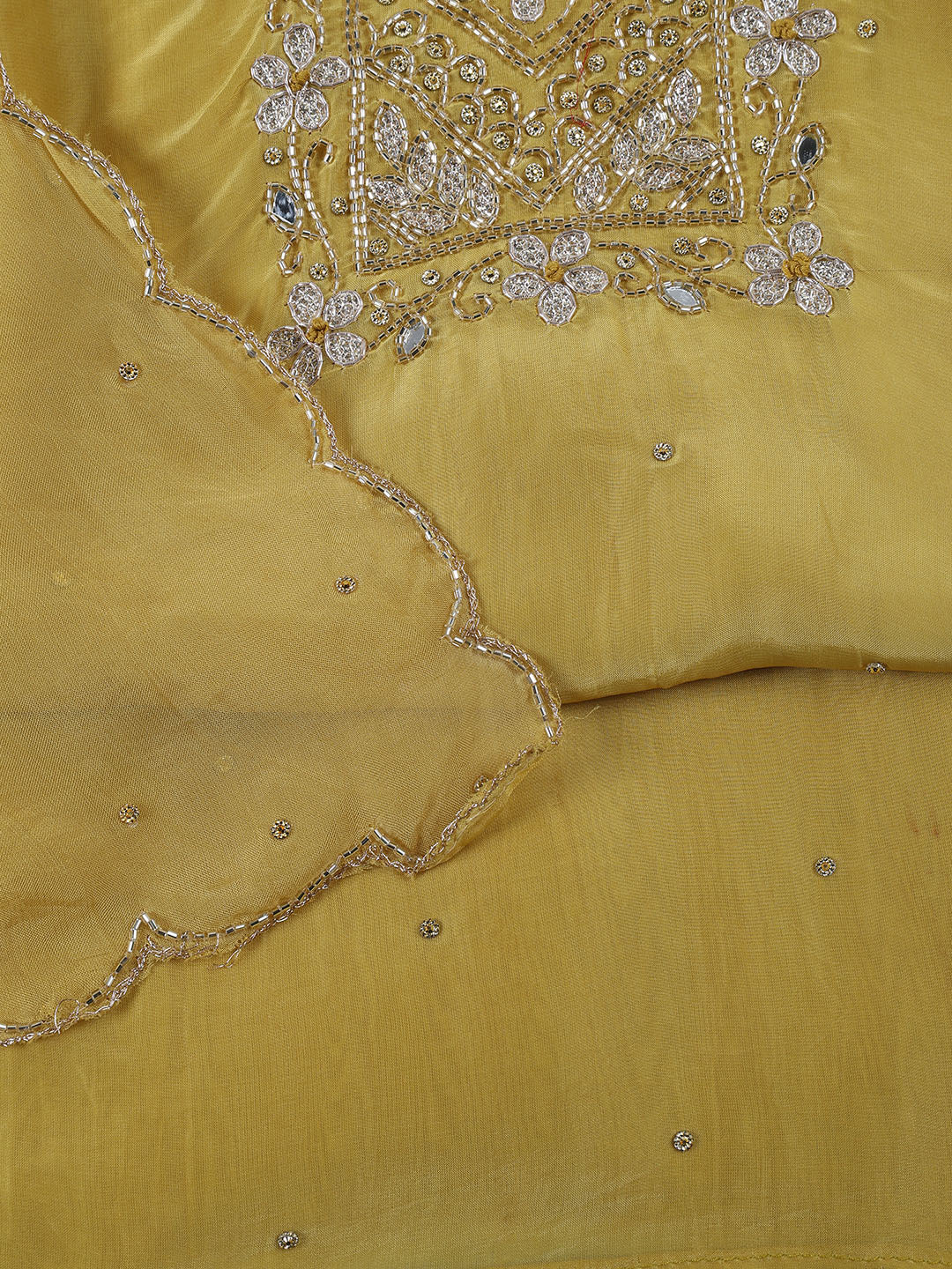 Neck Embroidered Organza Unstitched Suit With Dupatta