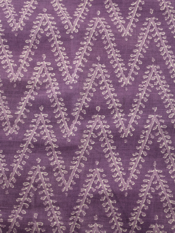 Printed Cotton Blend Unstitched Suit With Dupatta