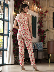 Printed Cotton Blend Top With Pants & Jacket