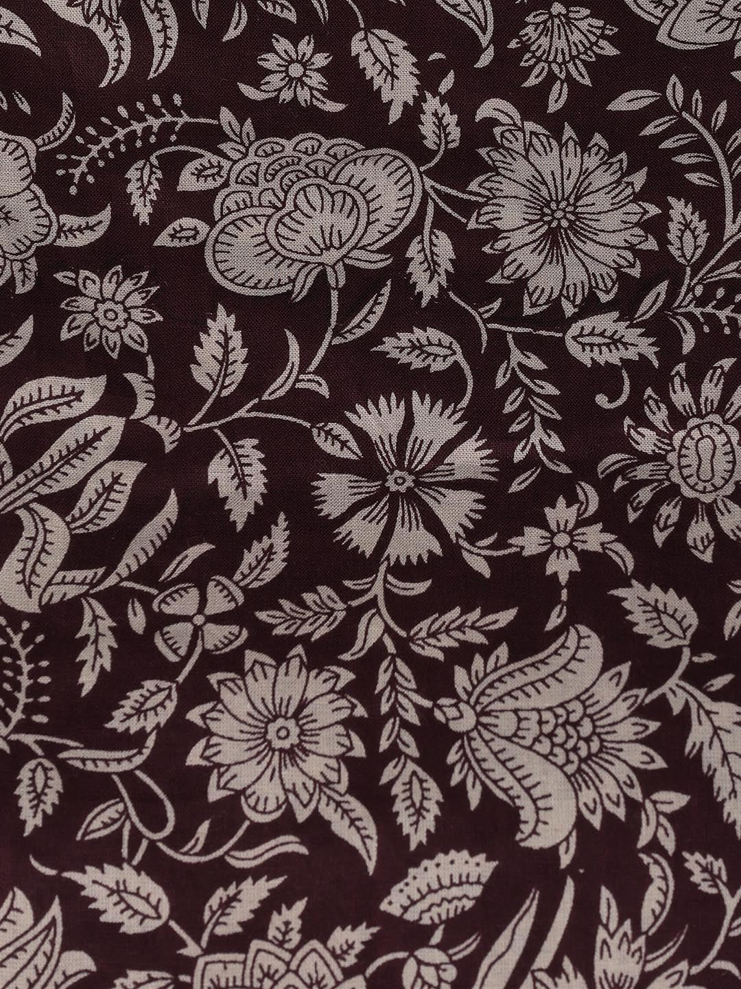 Floral Printed Cotton Unstitched Suit With Dupatta