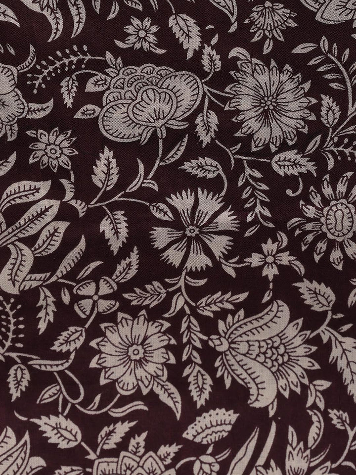 Floral Printed Cotton Unstitched Suit With Dupatta