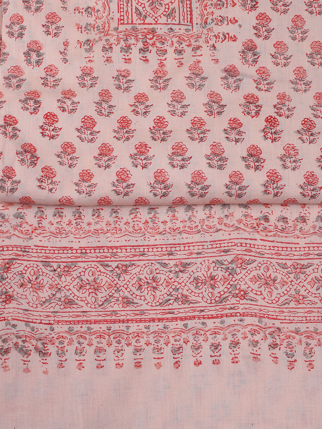 Neck Work Cotton Blend Unstitched Suit With Dupatta