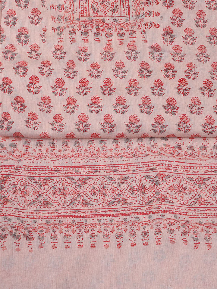 Neck Work Cotton Blend Unstitched Suit With Dupatta