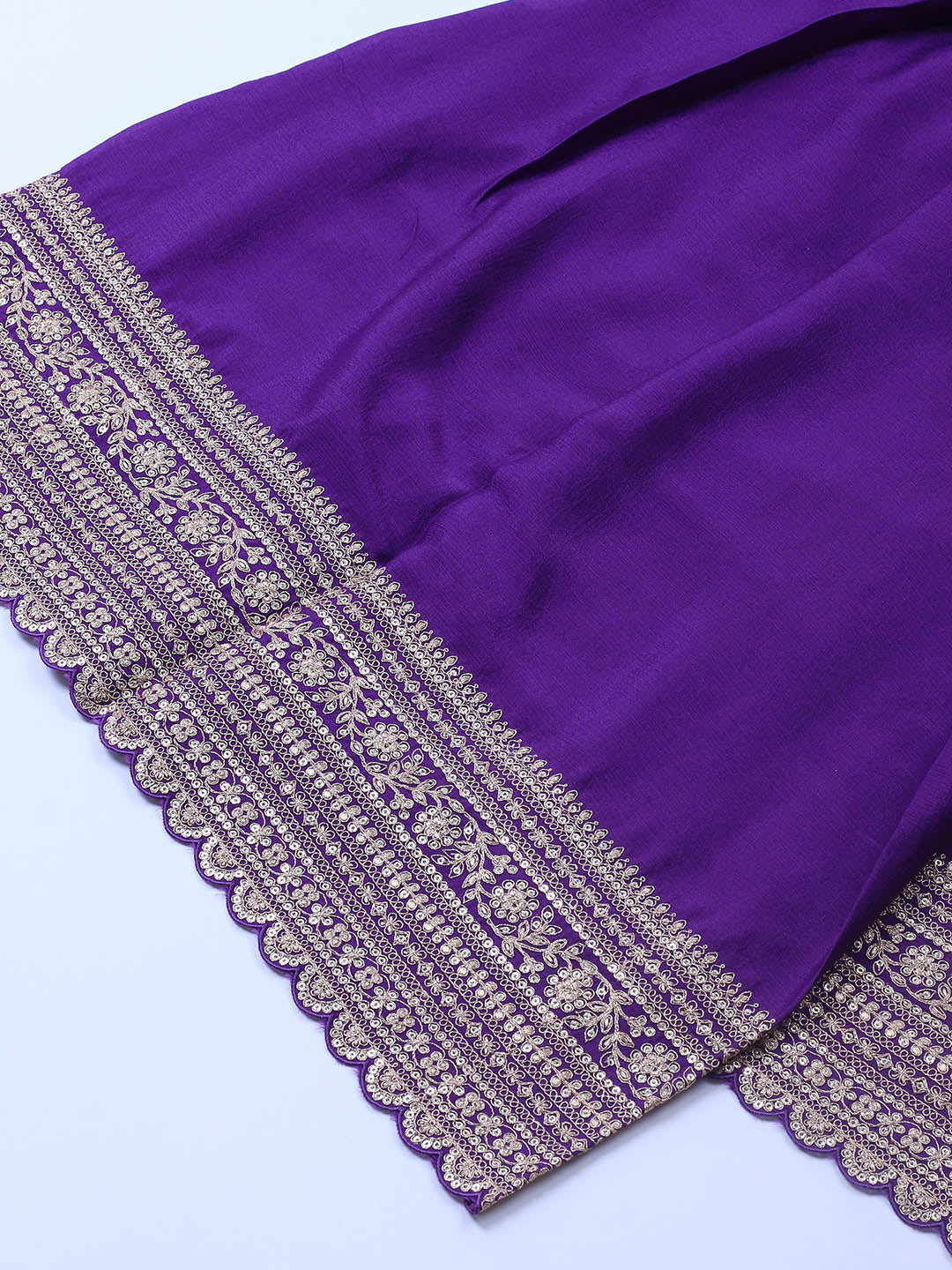 Embroidered Art Silk Unstitched Suit Piece With Dupatta