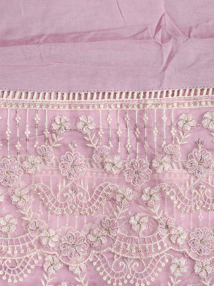 Embroidered Chanderi Unstitched Suit Piece With Dupatta