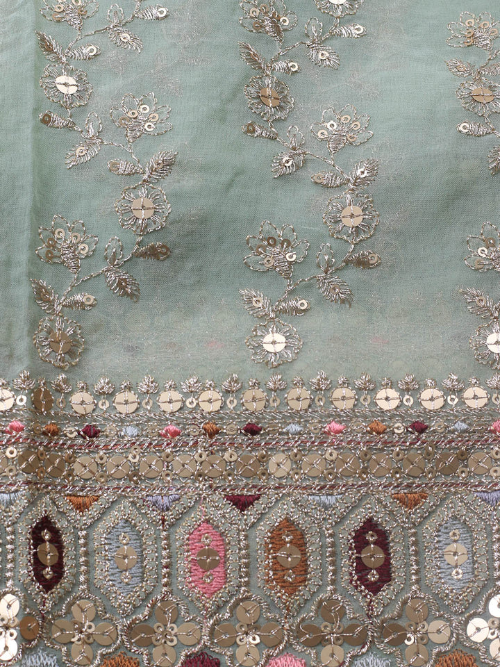 Embroidered Georgette Unstitched Suit Piece With Dupatta