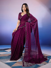 Stone Work Art Chiffon Saree