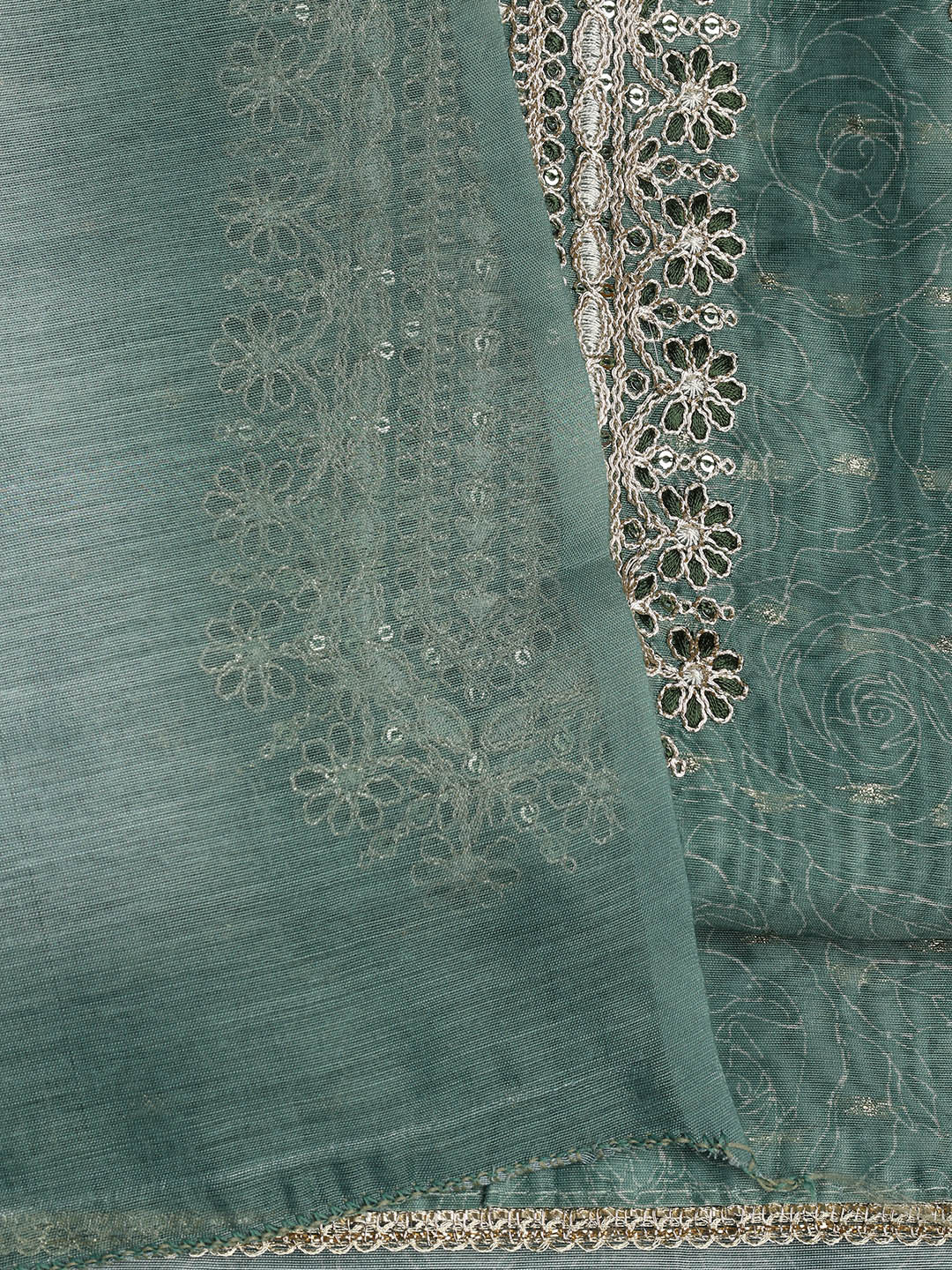 Neck Embroidery Chanderi Unstitched Suit With Dupatta