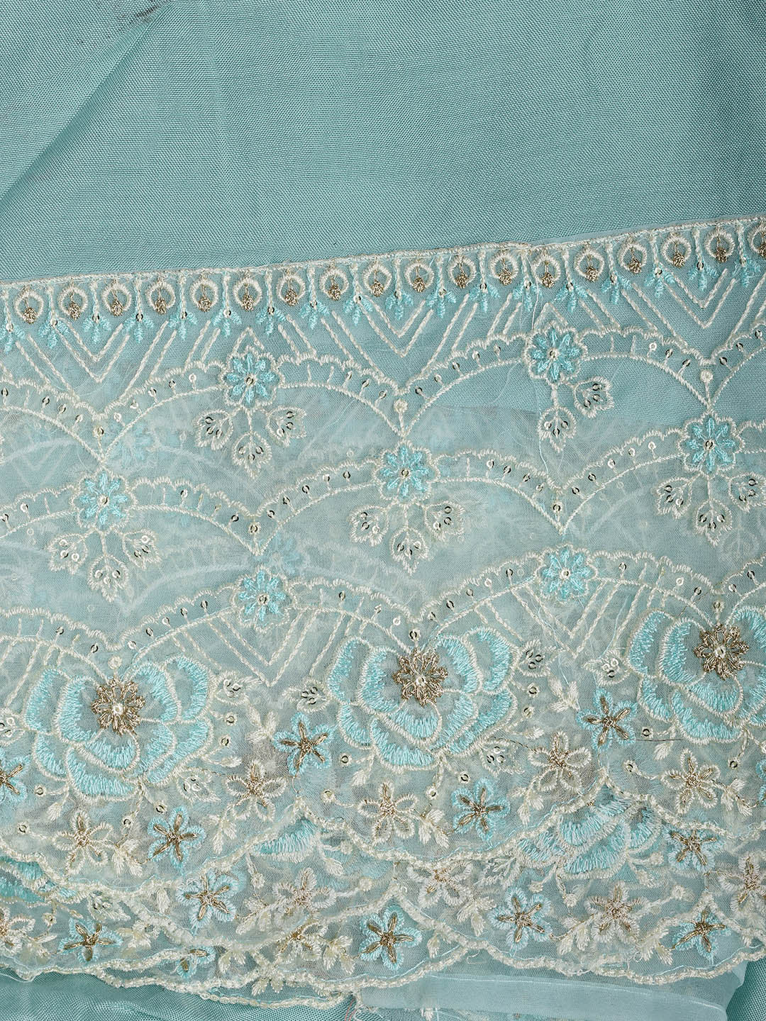 Embroidered Chanderi Unstitched Suit Piece With Dupatta