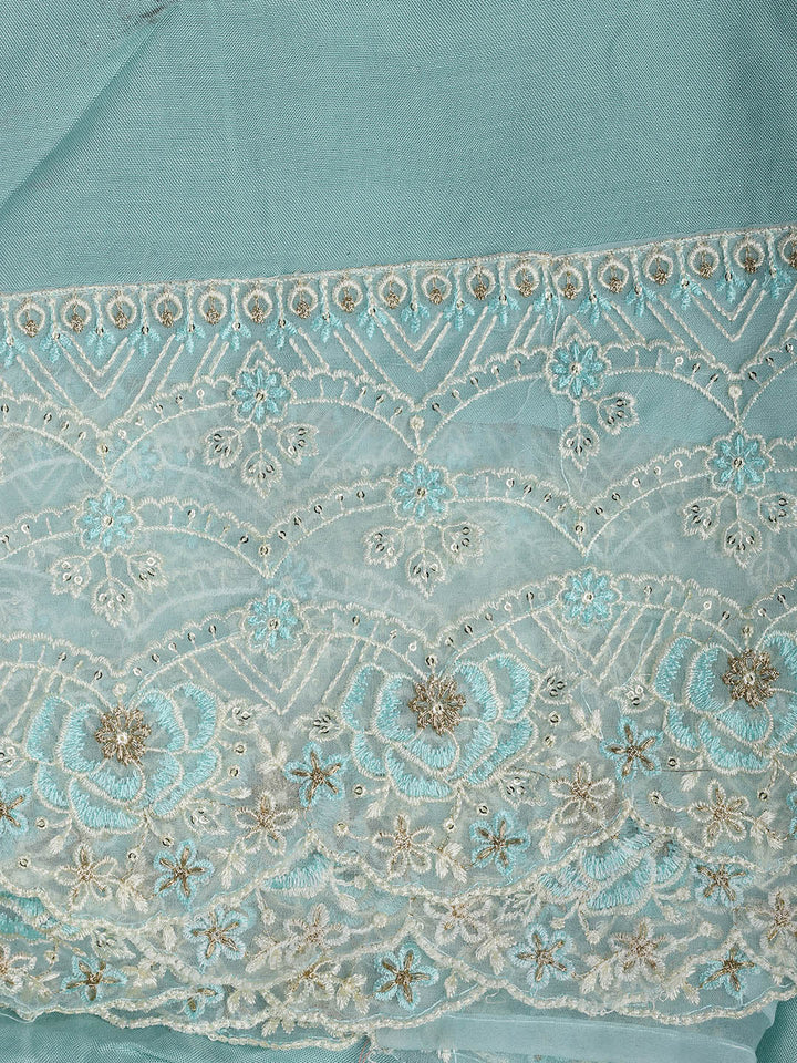 Embroidered Chanderi Unstitched Suit Piece With Dupatta