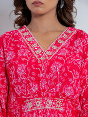 Floral Printed Muslin Kurta With Palazzo