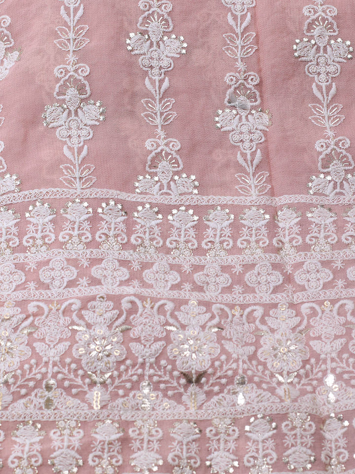 Embroidered Georgette Unstitched Suit Piece With Dupatta