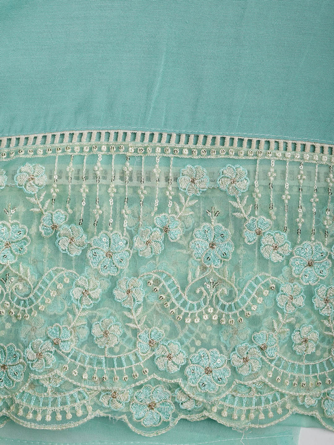 Embroidered Chanderi Unstitched Suit Piece With Dupatta