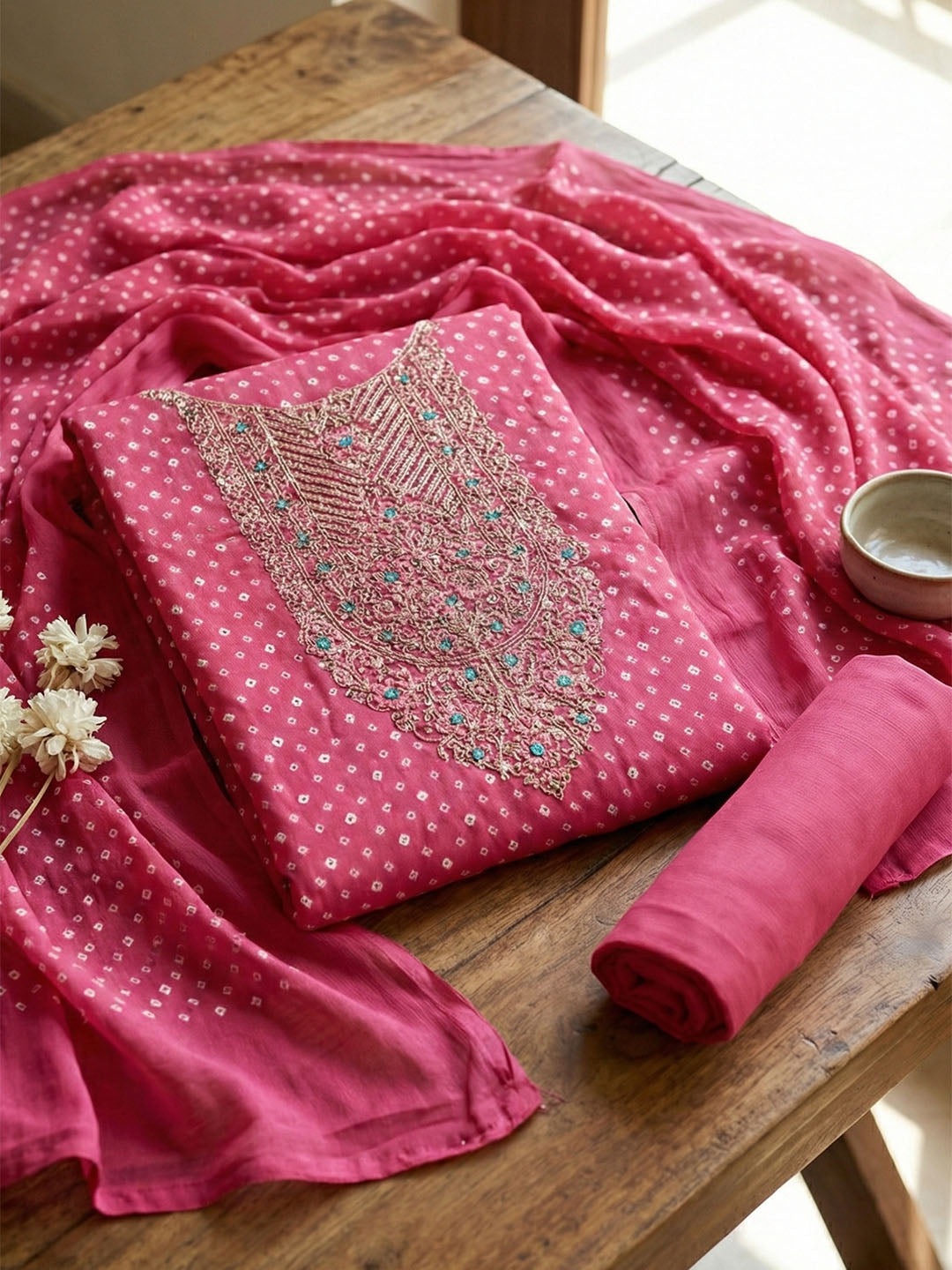 Embroidered Cotton Unstitched Suit With Pant