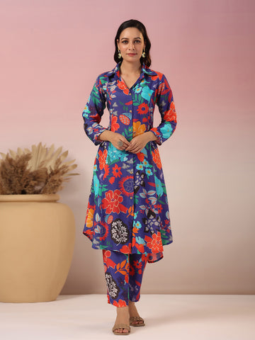 Floral Printed Muslin Kurta With Pants