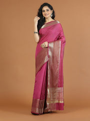 Plain Zari Border Handloom Saree