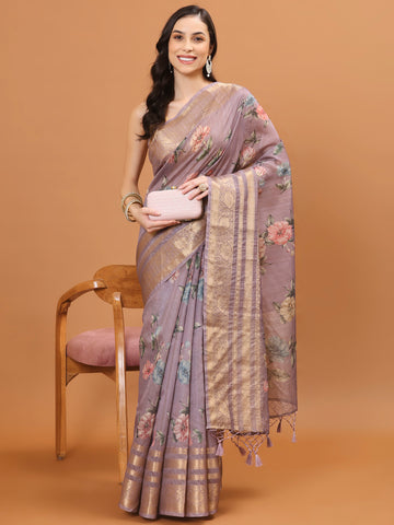 Digital Floral Printed Handloom Saree