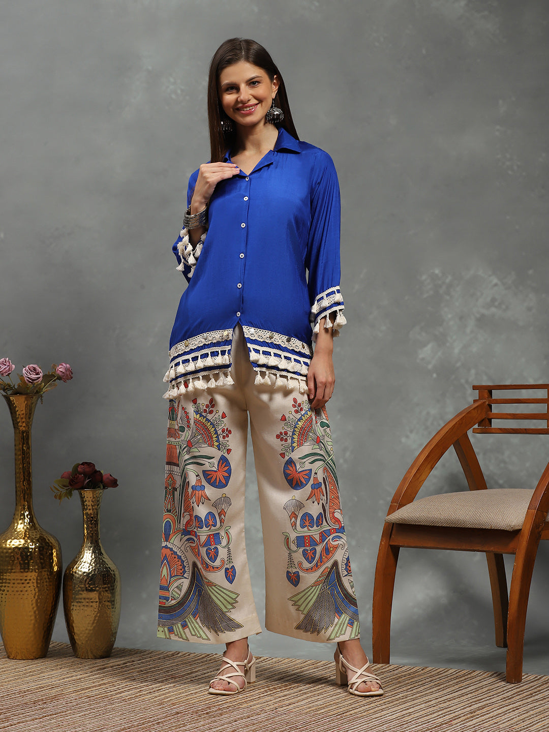 Printed Muslin Kurta With pants