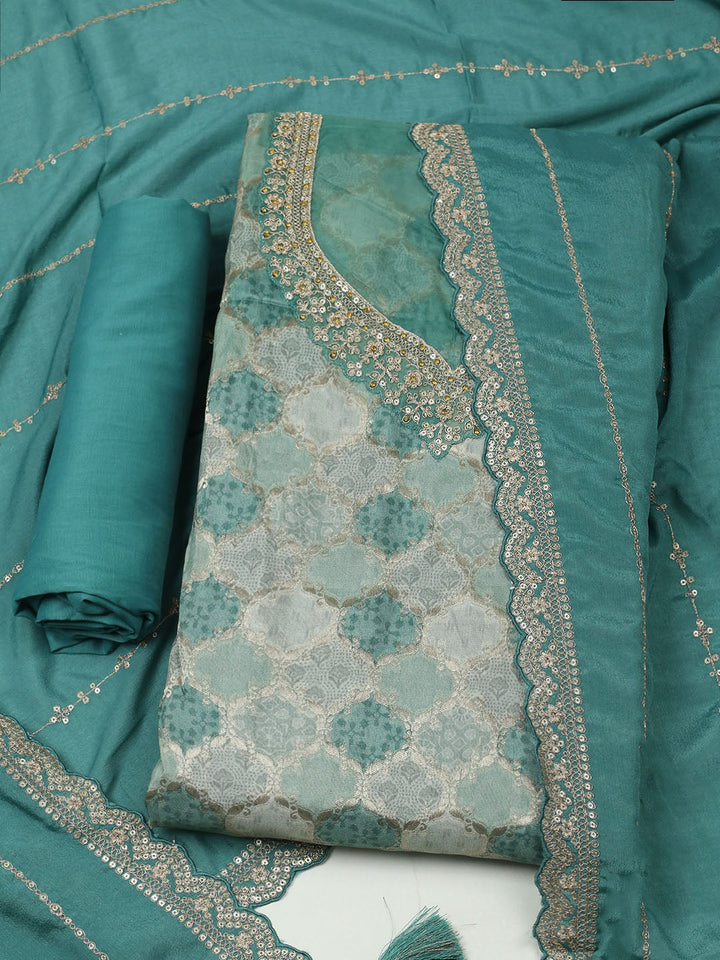 Woven Design Cotton Blend Unstitched Suit With Dupatta