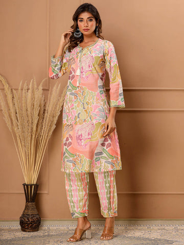 Long Kurti With Pants And White Tassels