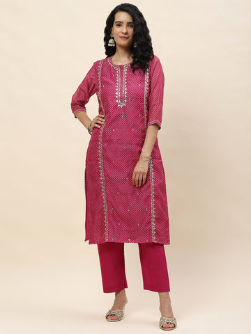 Gota Work Chanderi Kurta With Pants